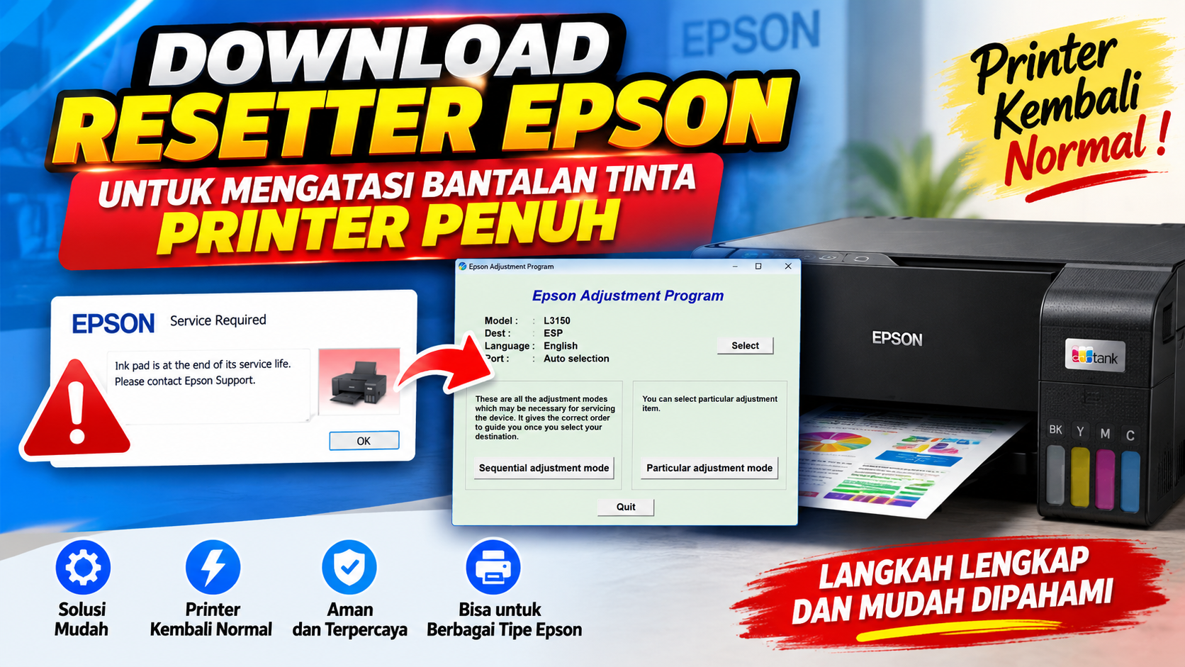 Download Resetter Epson untuk Mengatasi Bantalan Tinta Printer Penuh